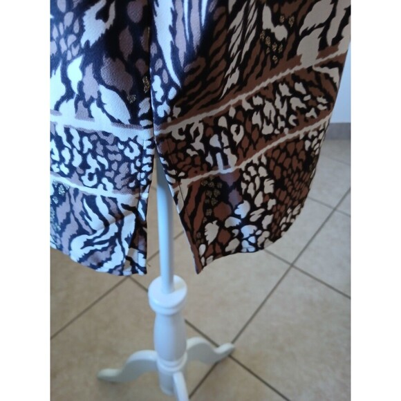 BonWorth Womens XL Button Up Blouse Long Sleeve Brown Black Animal Print Classic - Picture 5 of 15